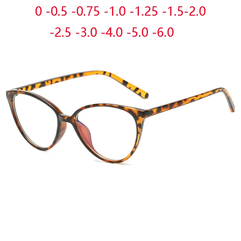 Leopardenrahmen 1,56 Asphärische Katzenaugen-Myopiebrille mit verschreibungspflichtiger Damen Herren Einstärken-Myopiebrille -0,5 -0,75 bis -6 Image