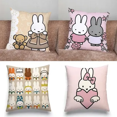 Cartoon M-Miffys Nette Kissen Fall Wurf Kissen Abdeckung Nordic Vintage Stil Kissenbezüge Hause Wohnzimmer Sofa Couch Sitz Dekor Image