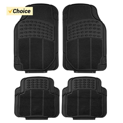 (4PC) All Weather Car Floor Mats, Universal Design, Car Floor Mats With Grip Ridges, Waterproof, For Cars, Trucks And SUVs