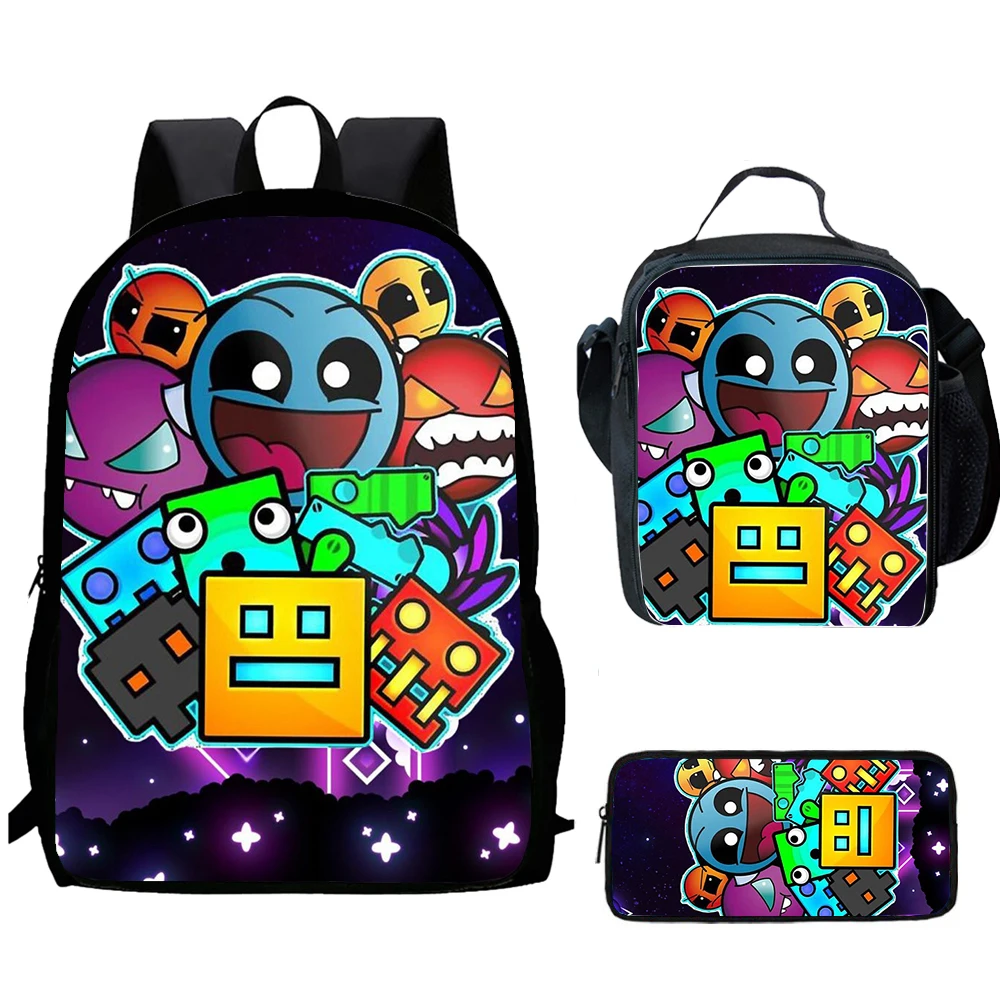 Jeu chaud géométrie Dashs enfant grande capacité école sac à dos avec sacs à déjeuner, sacs à crayons, sacs d'école pour garçons filles meilleur cadeau