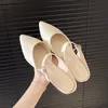 2024 sommer Neue Mode Im Freien Hausschuhe Weiblichen Koreanischen Spitzen Leder Flache Mädchen Mueller Schuhe Größe 42 Rutschen