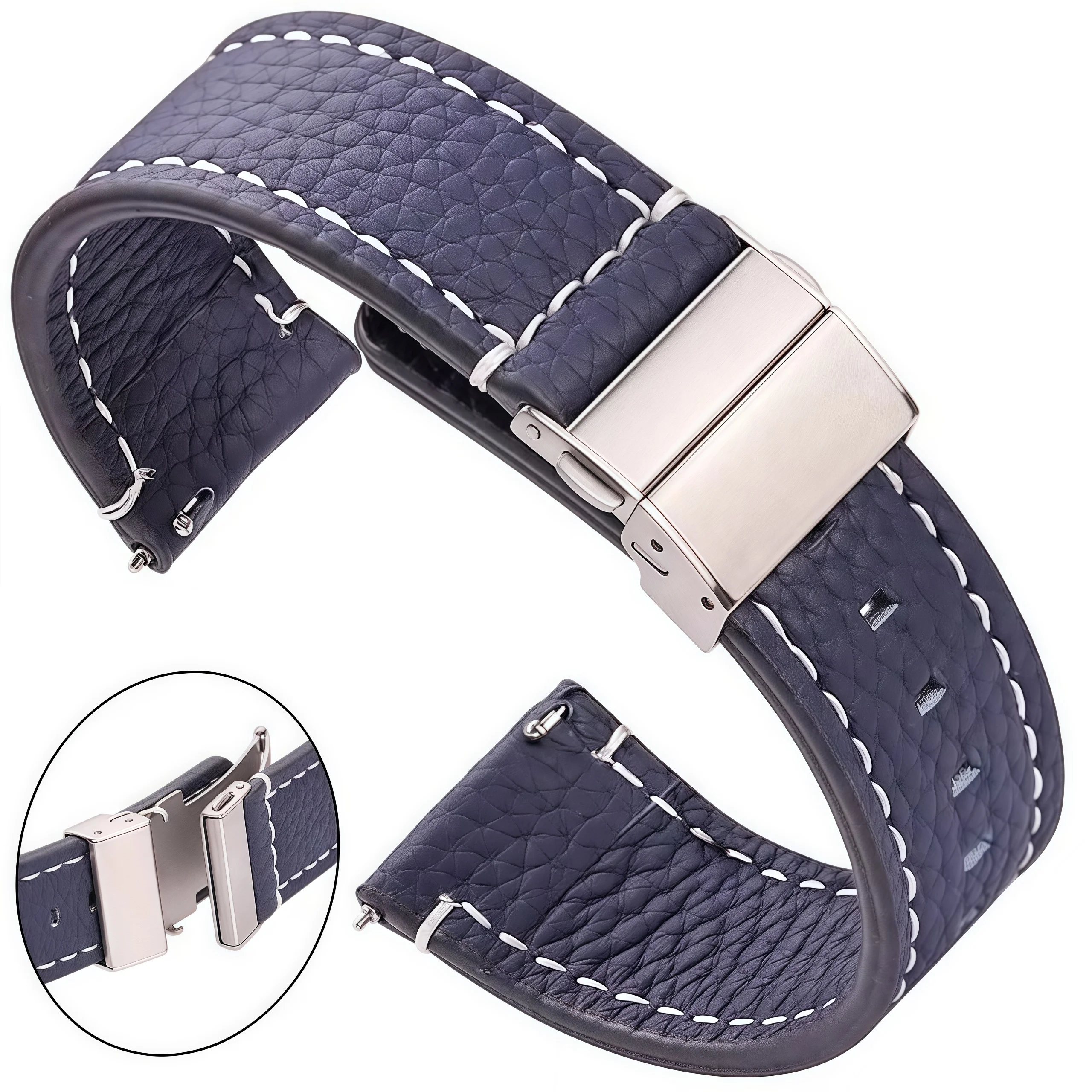 Echtleder-Uhrenarmbänder für Samsung Galaxy Watch 3 4 5 Armband Damen Herren 18 mm 20 mm 22 mm 24 mm Handgelenkband Faltschließe Image