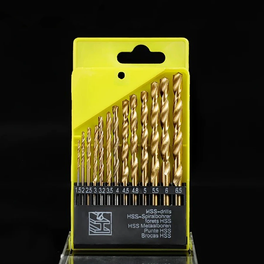 13-teilige, titanbeschichtete Bohrer-Kunststoffbox, elektrische Bohrmaschine, zum Bohren von PVC-Rohren, dünne Aluminiumplatten usw Image