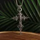 Collana con ciondolo croce di Gesù con teschio gotico vintage, gioielli per uomo, collane con amuleto religioso punk scheletro vintage di grandi dimensioni