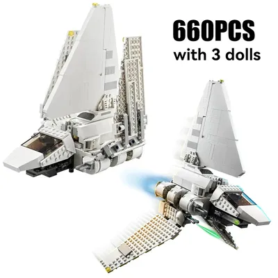 660PCS Space War Imperial Shuttle Fighter Bausteine Enthalten 3 Figuren Raumschiff Modell Bau Ziegel Spielzeug Geschenk Für Kind Image