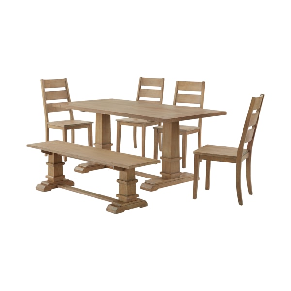 Crosley Joanna 6-Piece Dining Set with Bench and 4 Ladder Back Chairs