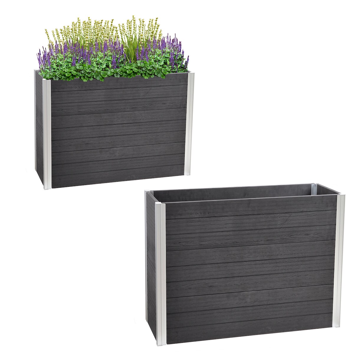 Pflanzkasten lang 117 x 41,5 x 84,5 cm Holzoptik bis 226 Liter Holzoptik Pflanzkübel Sichtschutz Übertopf Image