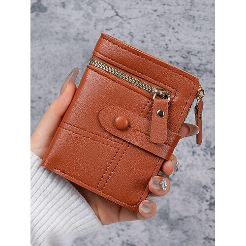 Portafoglio piccolo bifold da donna con tasca portamonete con cerniera – porta carte in similpelle per donne, adolescenti e ragazze – accessorio compatto ed elegante per l'uso quotidiano e i viaggi