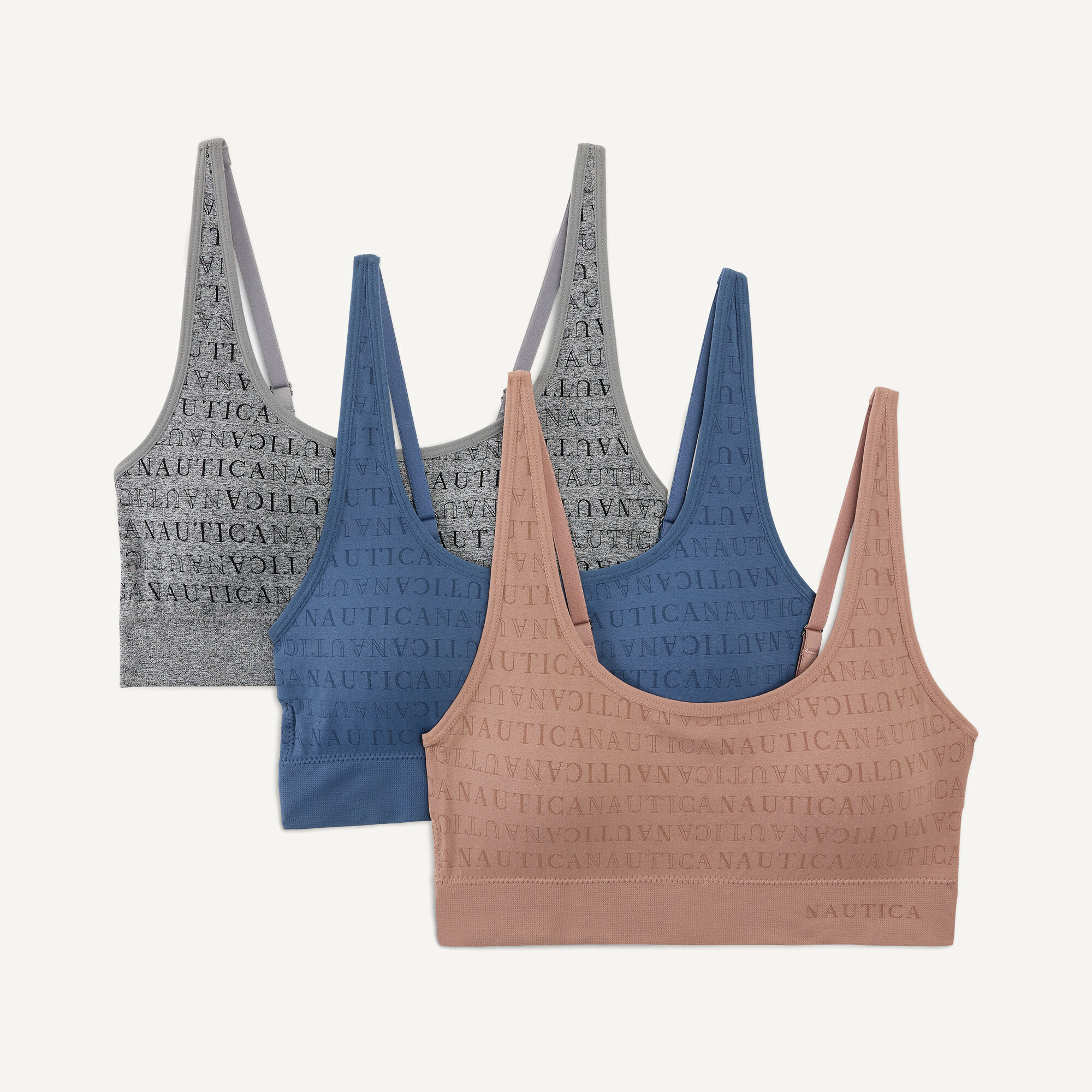 Nautica Women's Seamless Lounge Bra, 3-Pack 420 (Angel Blue), S