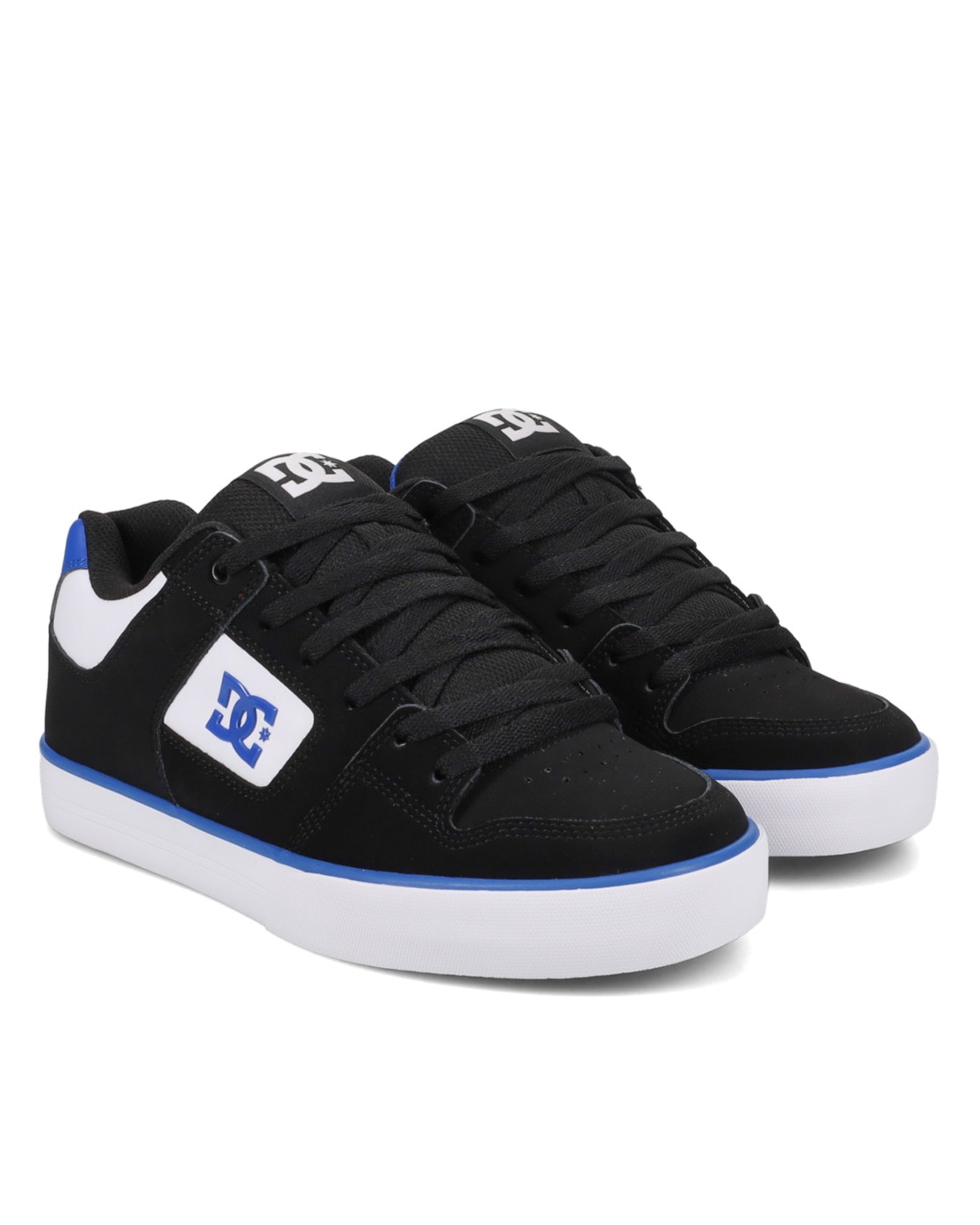 Sneaker DC SHOES "Pure", Gr. 10 (43), schwarz, blau, weiß, 55.4% Leder, 44.6% Synthetikmaterial, Schuhe Skaterschuh Sneaker low