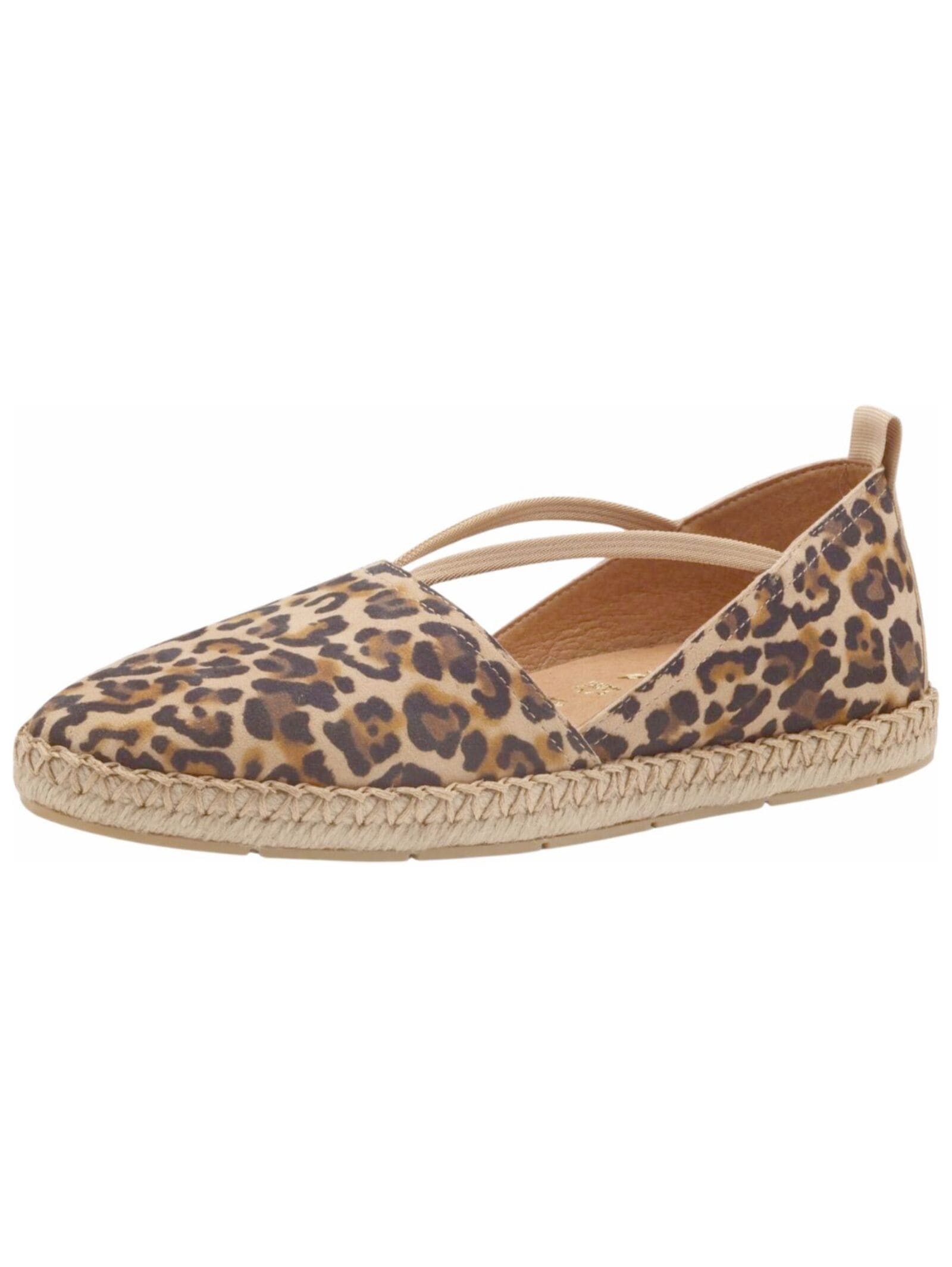 Espadrille TAMARIS "Tamaris Halbschuhe Leder", Damen, Gr. 36, braun (leopard), Leder, Casual, Schuhe