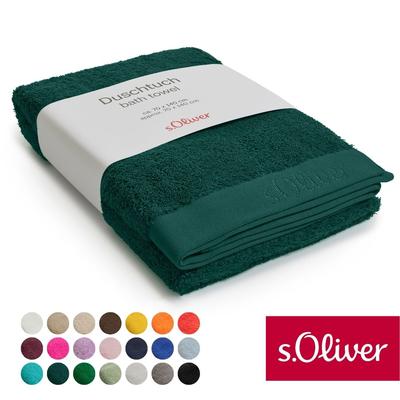 Duschtuch S.OLIVER "s.Oliver, Premium Qualität, 600 gr/m², auch als Sets erhältlich", grün (flaschengrün), B:70cm L:140cm, Walkfrottier, Obermaterial: 100% Baumwolle, Handtücher (Packung), große Farbauswahl, auch als Handtuch, Waschhandschuh, Gästetuch Image