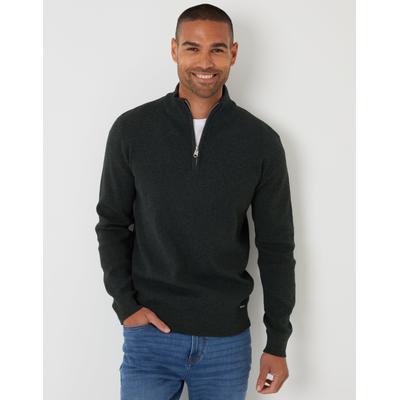 Khaki Green Knitted Quarter Zip Jumper