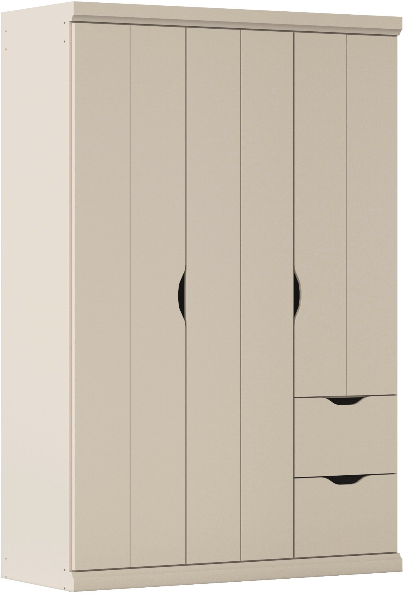Kleiderschrank RAUCH "Drehtürenschrank Schrank Garderobe Wäscheschrank Schlafzimmer MARLENE", beige (champagner), B:136cm H:203cm T:56cm, Holzwerkstoff, Schränke, Kleiderschrank, in 3 Breiten 91/136/181 cm im Landhaus-Stil MADE IN GERMANY