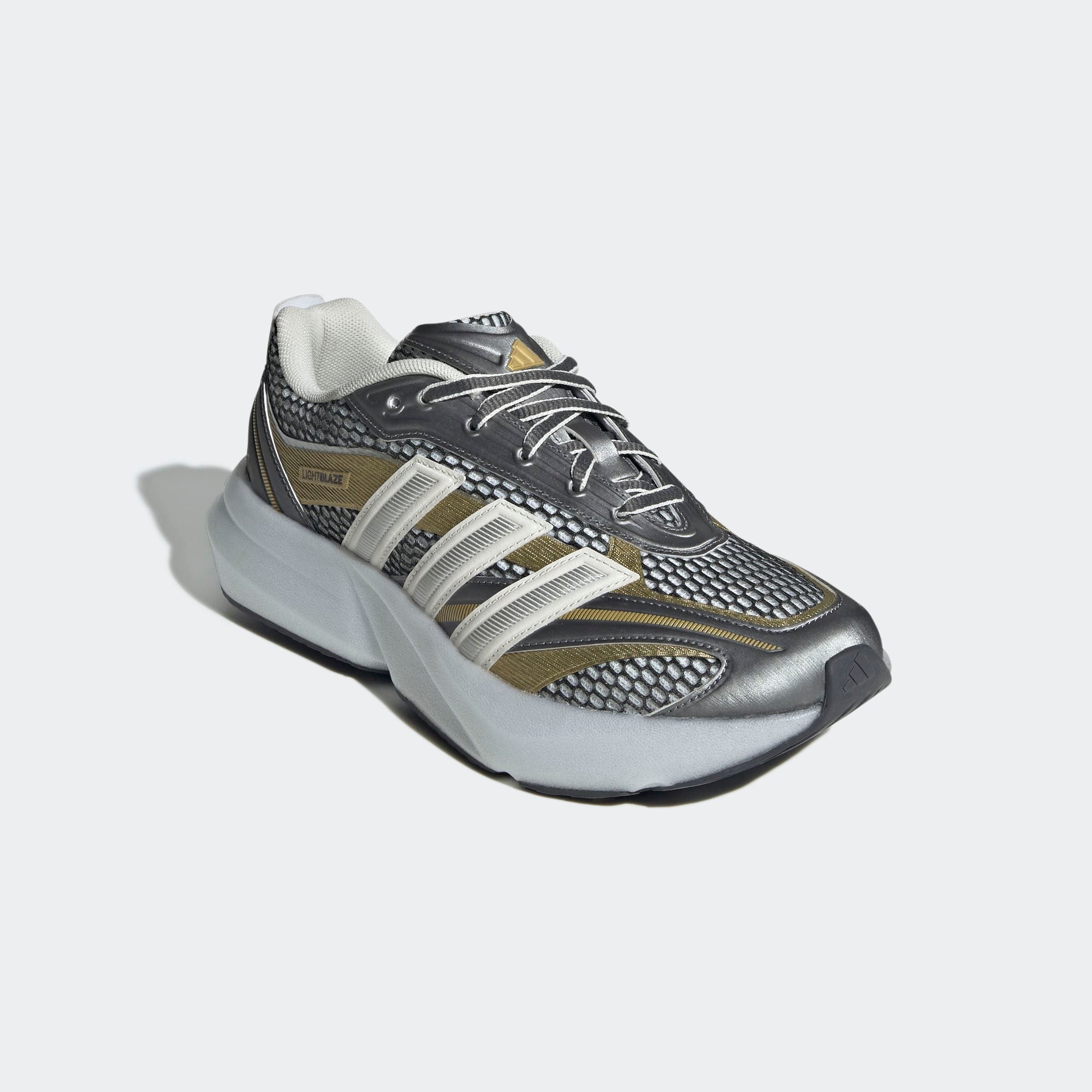 Sneaker ADIDAS SPORTSWEAR "LIGHTBLAZE GLOW", Damen, Gr. 38,5, silber (core weiß, silber metallic, matte gold), Synthetik, Textil, Schuhe Sneaker