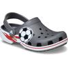 Clog CROCS "Classic Soccer Brand Clog K", Kinder, Gr. 29, grau, Croslite, kontrastfarbene Details, casual, Schuhe, Freizeitschuh, Sandale mit coolem Motiv