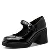 Spangenpumps TAMARIS, Damen, Gr. 38, schwarz, Lacklederimitat, glänzend, unifarben, modisch, Schuhe, Blockabsatz, Partyschuh, Pumps in veganer Verarbeitung
