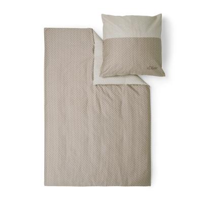 Bettwäsche S.OLIVER "Satinbettwäsche s.Oliver", beige, B/L: 155cm x 220cm, , Mako-Satin, B/L: 80cm x 80cm, Mako-Satin, Obermaterial: 100% Baumwolle, Bettwäsche, im minimalistischen Wendedesign Image