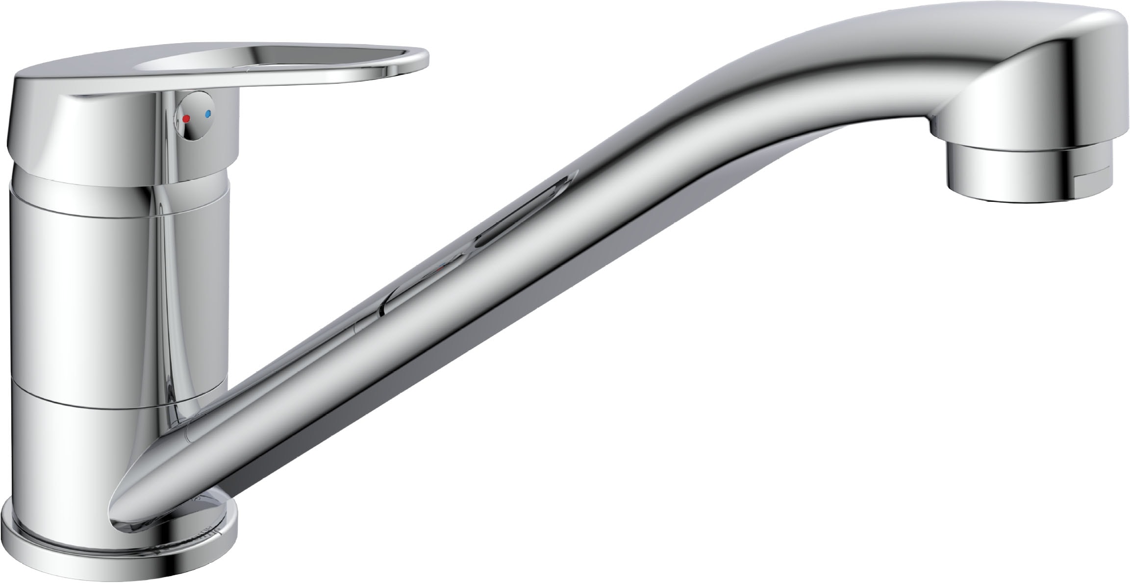 Küchenarmatur WELLTIME "Teneriffa", silber (silberfarben), H:10cm T:24,5cm, Armaturen, 180 Schwenkbereich, leise Mischdüse