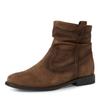 Stiefelette TAMARIS, Damen, Gr. 38, braun, Veloursleder, unifarben, klassisch, Schuhe, Blockabsatz, Boots mit Falten im slouchy Look