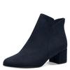 Stiefelette TAMARIS, Damen, Gr. 39, blau (navy), Textil, unifarben, Veloursleder, elegant, Schuhe, Blockabsatz, Basicstiefelette in veganer Verarbeitung, schmale Form