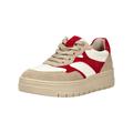 Sneaker TAMARIS "Tamaris Sneaker Veloursleder/Synthetik", Damen, Gr. 37, rot (beige, rot), Veloursleder, Synthetik, casual, Schuhe