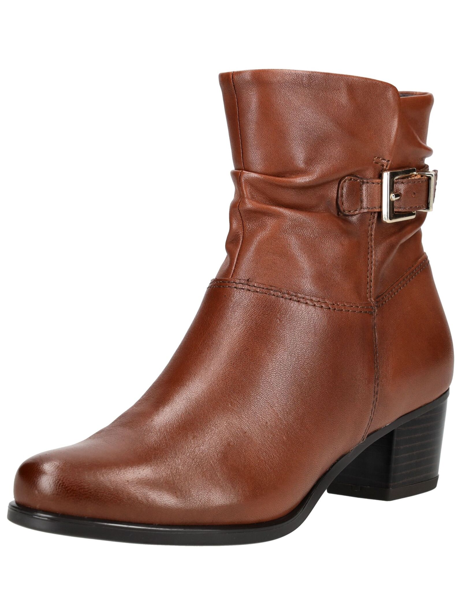 Stiefelette CAPRICE "Caprice Stiefelette Leder", Damen, Gr. 38,5, braun (cognac), Leder, Casual, Schuhe