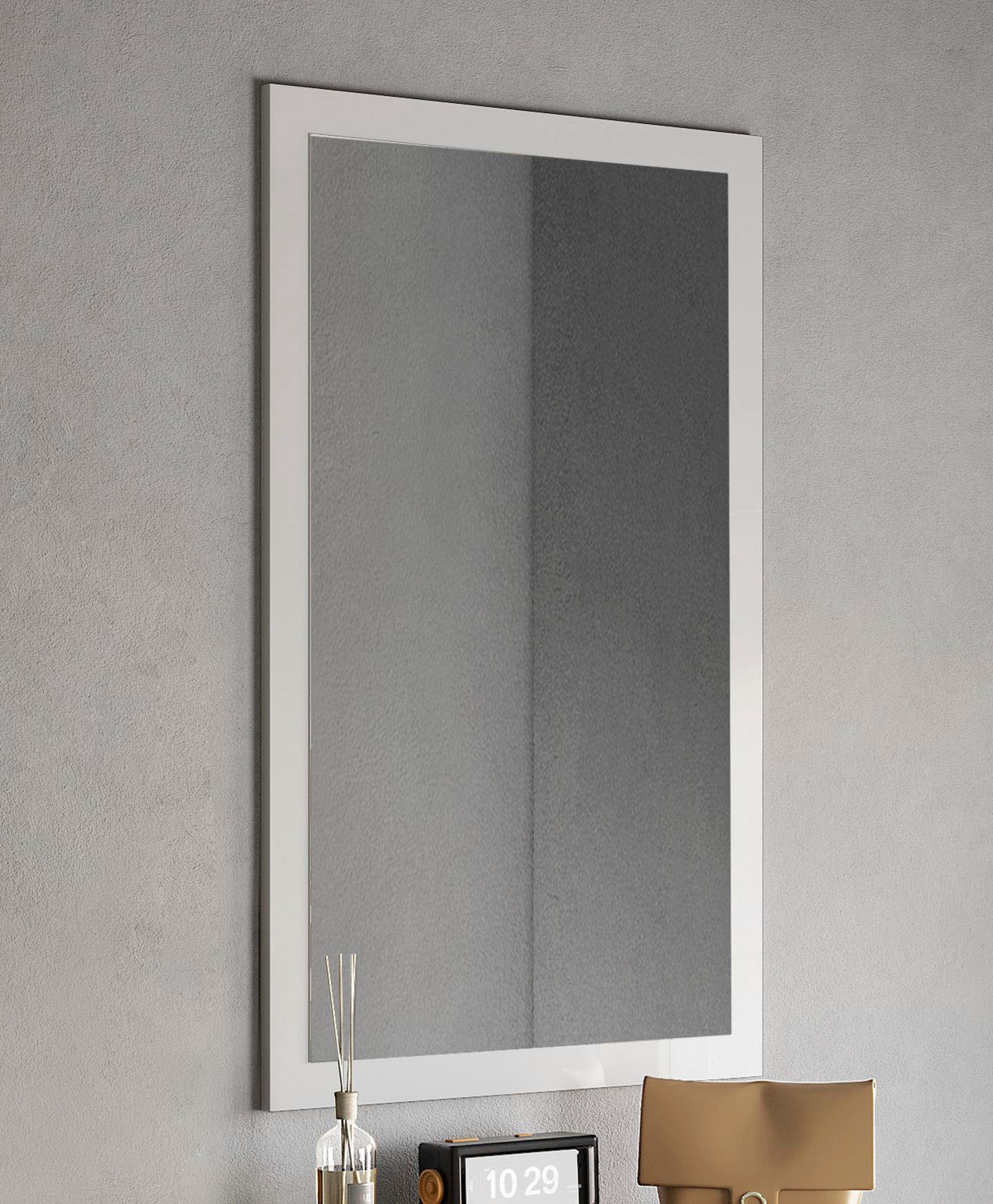 Garderobenspiegel INOSIGN "Breite x Höhe: 110 x 68 cm, mit Rahmen Weiss Hochglanz Lack", weiß hochglanz lack, spiegel, B:110cm H:68cm T:2cm, FSC-zertifizierter Holzwerkstoff, Spiegel, Garderobenspiegel, passend zur Garderobe Smile + Hamburg, längs...