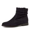 Stiefelette TAMARIS, Damen, Gr. 38, blau (navy), Veloursleder, unifarben, klassisch, Schuhe, Blockabsatz, Boots mit Falten im slouchy Look
