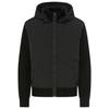 Blouson BOSS ORANGE "Kiaccio", Herren, Gr. XXXL, schwarz (schwarz001), Web, Obermaterial: 48% Schurwolle, 48% Polyacryl, 3% Polyamid, 1% Elasthan, unifarben, casual, Langarm Rippbündchen, Jacken, mit fester Kapuze, Ärmel, Rückteil und Kragen aus Strick