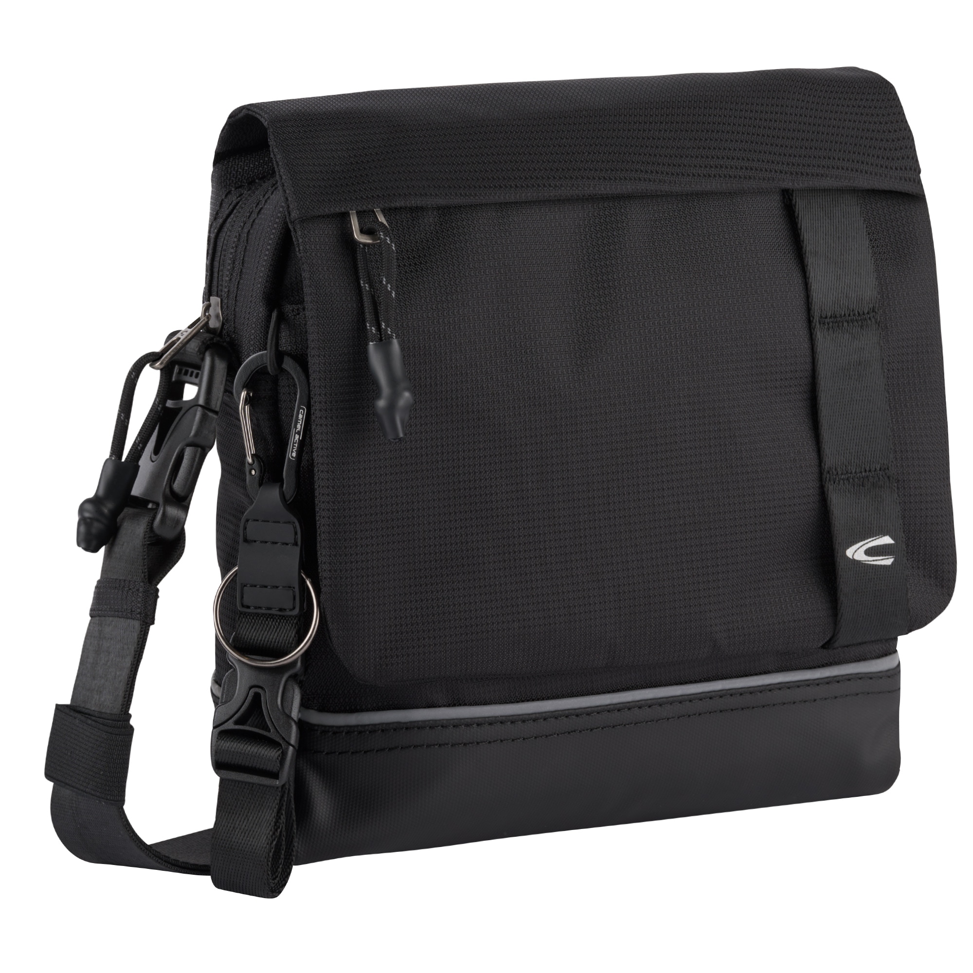 Umhängetasche CAMEL ACTIVE "Connect", Damen, Gr. B/H/T: 22,5cm x 25cm x 8cm, schwarz, Nylon, beschichtet, clean, unifarben, Taschen Umhängetasche, perfekt durchdachtes modulares Reisetaschensortiment in vielen Styles