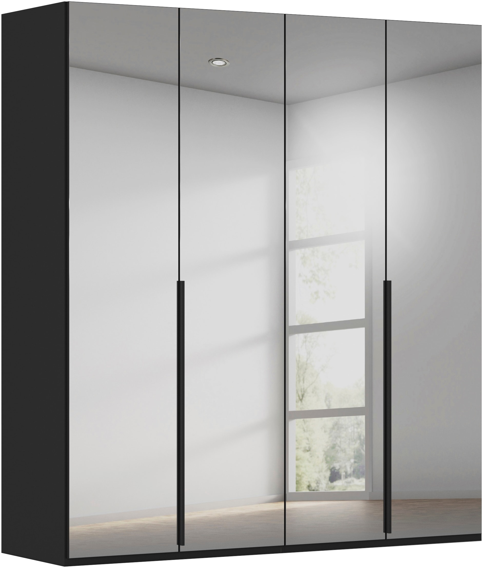 Kleiderschrank "Schrank Garderobe Ankleide Schlafzimmer Flur SERINA Eyecatcher", schwarz, grauspiegel, B:201cm H:223cm T:61cm, Holzwerkstoff, LEGER HOME BY LENA GERCKE, Schränke, in 6 Breiten (101 - 401 cm) mit Front Glas oder Dekor MADE IN GERMANY Image