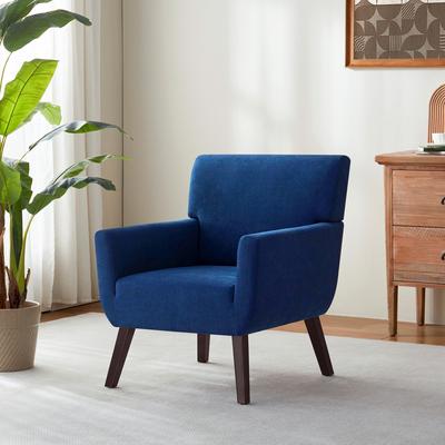 Modern Upholstered Armchair with Linen Fabric, Comfortable Accent Chair for Living Room, Bedroom or Office – Beige/blue/grey