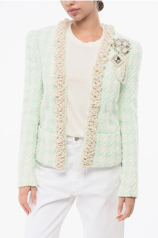 Tweed SIDE TO SIDE Blazer mit Zierperlen in Hellblau Image