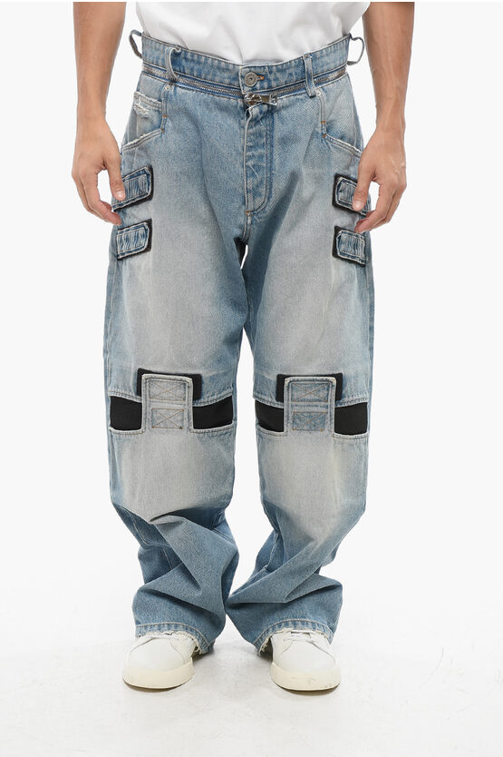 Loose Fit Jeans mit Klettverschluss-Details 26cm in Blau