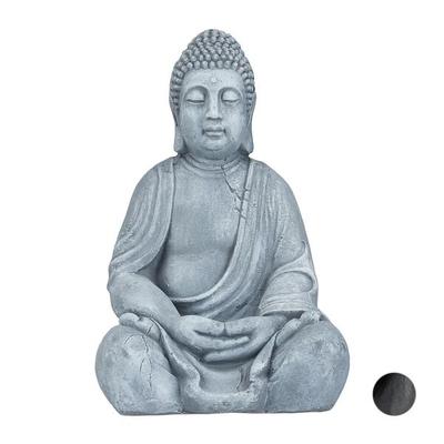 relaxdays Buddha Figur 50 cm Hellgrau