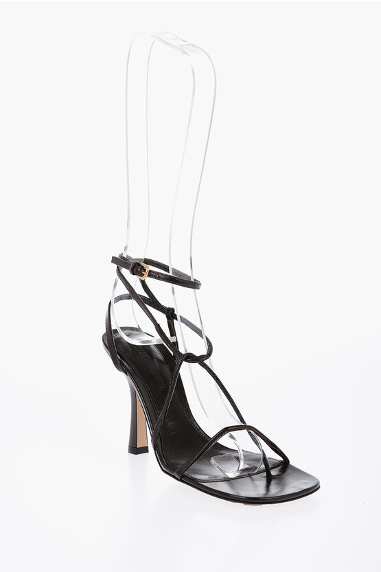 Leder-Pantoletten THE LINE 9 cm in Braun