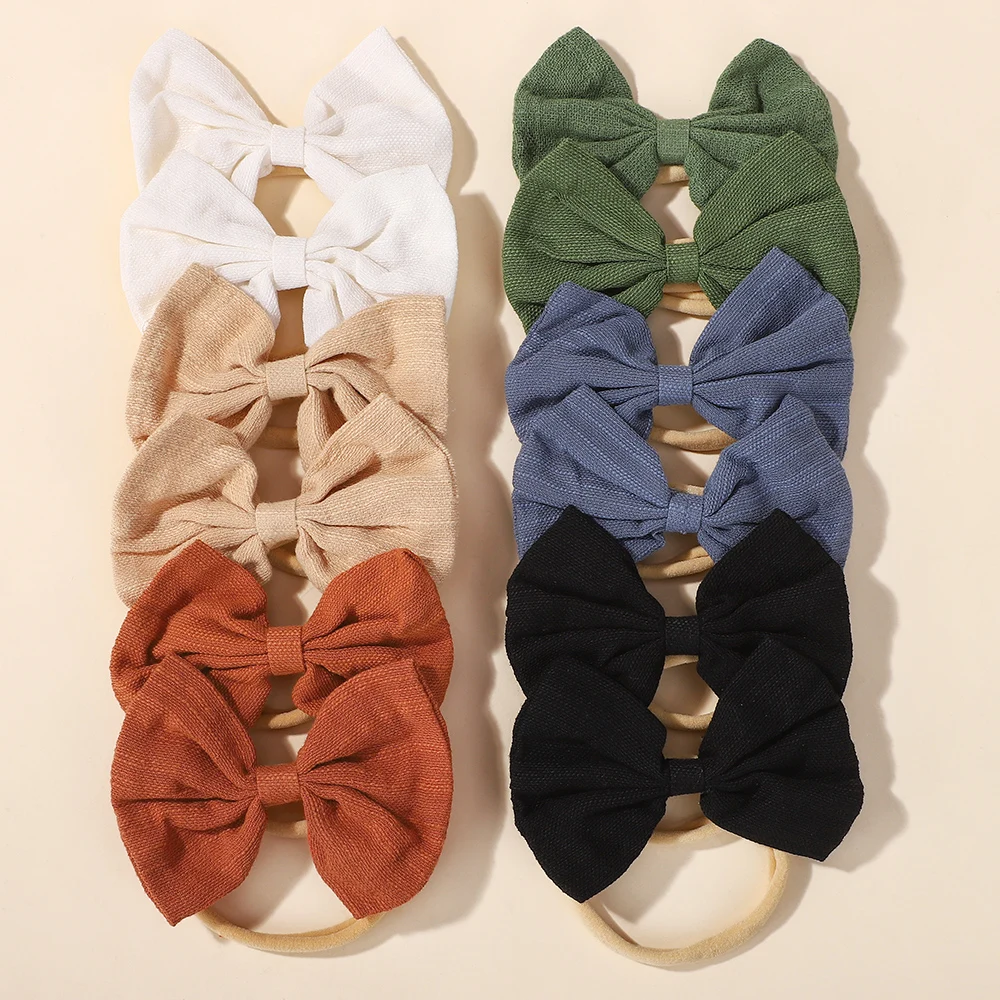 10 stücke Zufällige Farbe Solide Baumwolle Baby Stirnband Kind Mädchen Nylon Elastische Haarbänder Infant Nylon Stirnband Neugeborenen Haar Zubehör Image