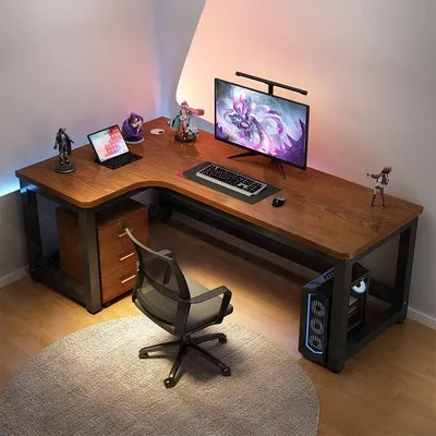 47 in Computer Desk with Drawer, Storage Cabinet Shelve, L Shape Home Office Reversible Study Table, Wood Executive Writing Desk