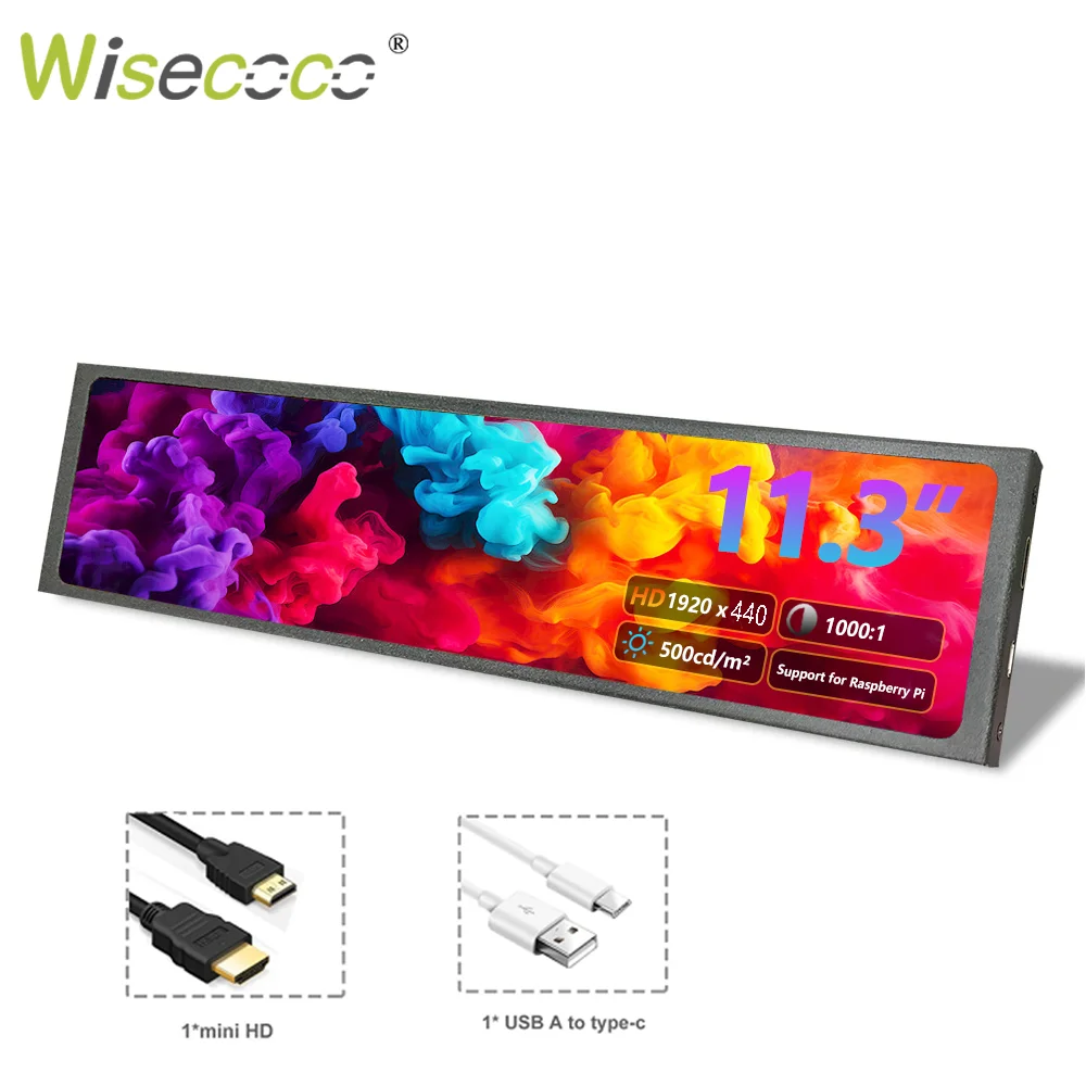 11,3/7,84/8,8 Zoll tragbarer Monitor mit langen, gestreckten Streifen, 1920 x 440 IPS-LCD-Bildschirm für Raspberry Pi AIDA64 PC Laptop Image