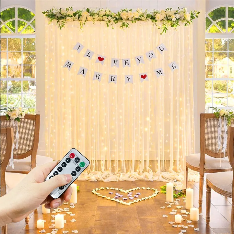 Weihnachten 8-Modi Vorhang Lichter USB Stecker Neujahr Party LED Lichterketten Hause Hochzeit Geburtstag Urlaub Zimmer Dekor Ästhetische