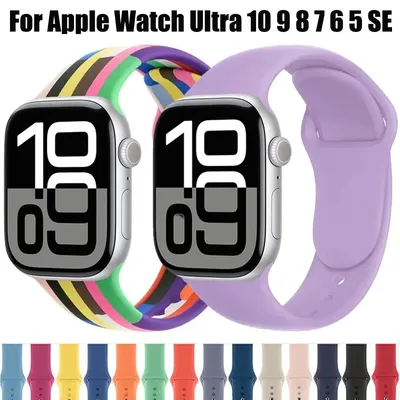 Silicone Strap for Apple Watch Band 46mm 42mm 45mm 44mm 41mm 40mm Sports Bracelet Belt IWatch 10 9 8 7 6 5 SE Ultra 2 49mm Band