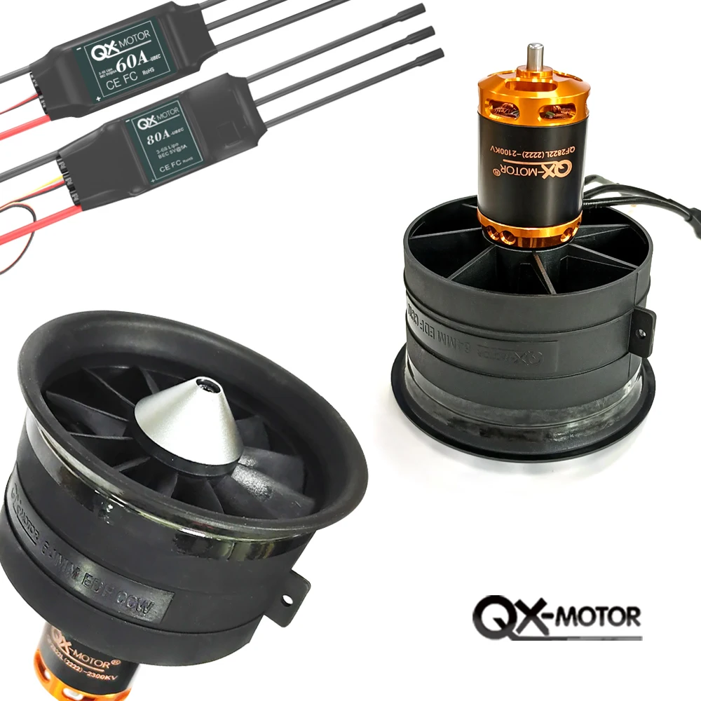 64mm EDF 12-Blatt-Lüfter QF2822 2100kv 2300kv 3300kv 4300kv bürstenloser Motor mit 60A/80A ESC für DIY-Flugzeuge und industrielle Anwendungen Image