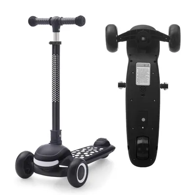 Roller für Kinder im Alter von 3–10 Jahren, zusammenklappbarer Ein-Klick-Lenker mit 4-höhenverstellbarem Lenker und Hinterradbremse, leuchtender Breitdeck-Roller Image