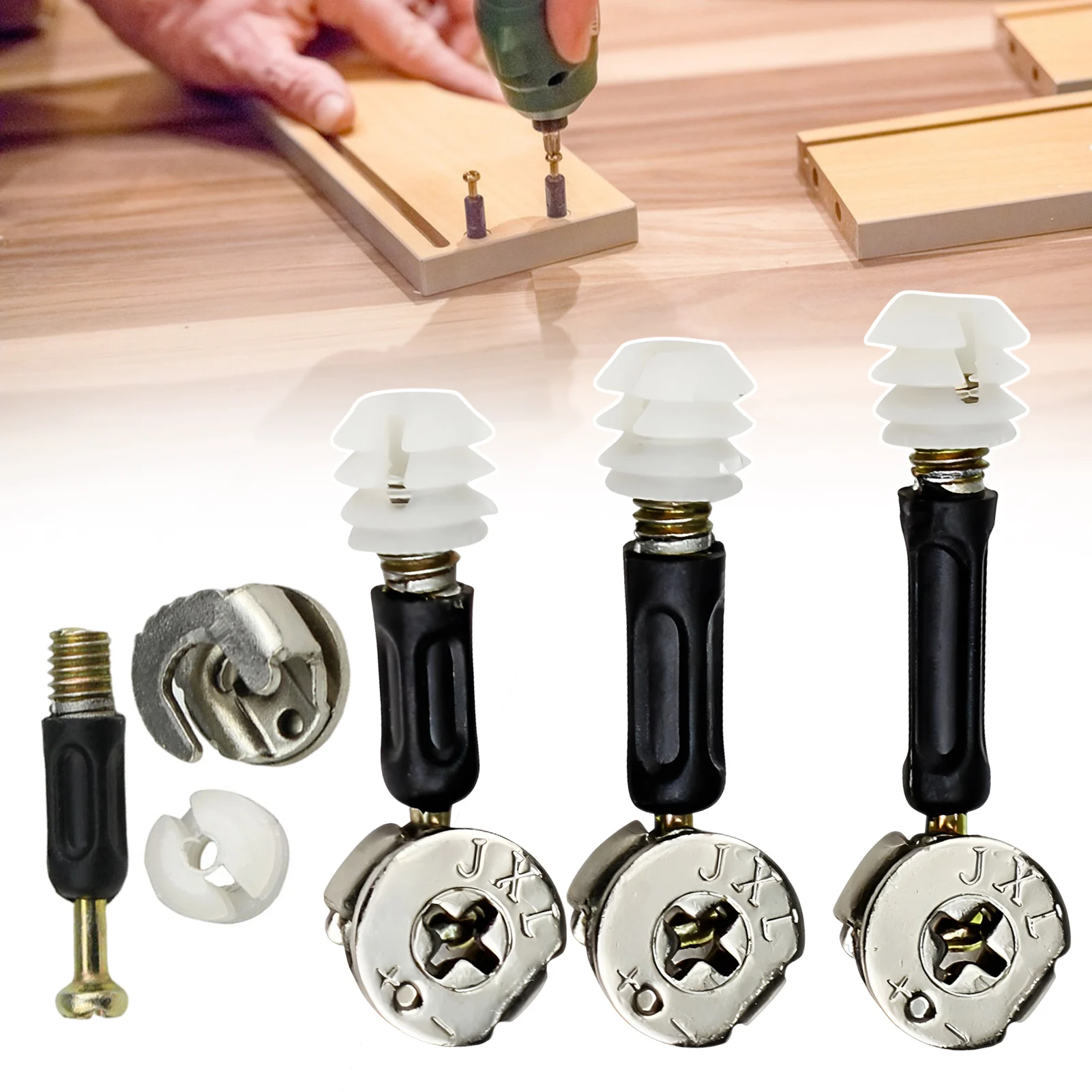 50 Sets 3-in-1-Möbelschrauben, Verbindungsschrauben, Seitenschrauben, Bolzen und Muttern, Sortimentsset, Nähte, Schrank, Schreibtisch, Möbelbefestigungen Image