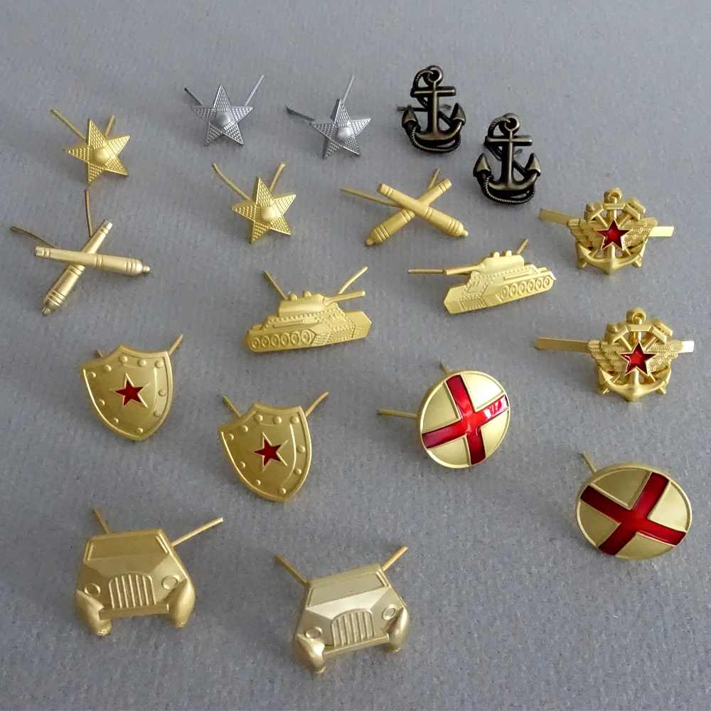 1 Paar Kragenabzeichen, Militärthema, Modellzubehör, Militär-Fancollection, Metall, fünfzackiger Stern, Kragenabzeichen Image