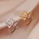 Skyrim 2025 Vintage Lotus Flower Rings Women Stainless Steel Gold Color Adjustable Finger Ring Yoga Chakra Buddhism Jewelry Gift