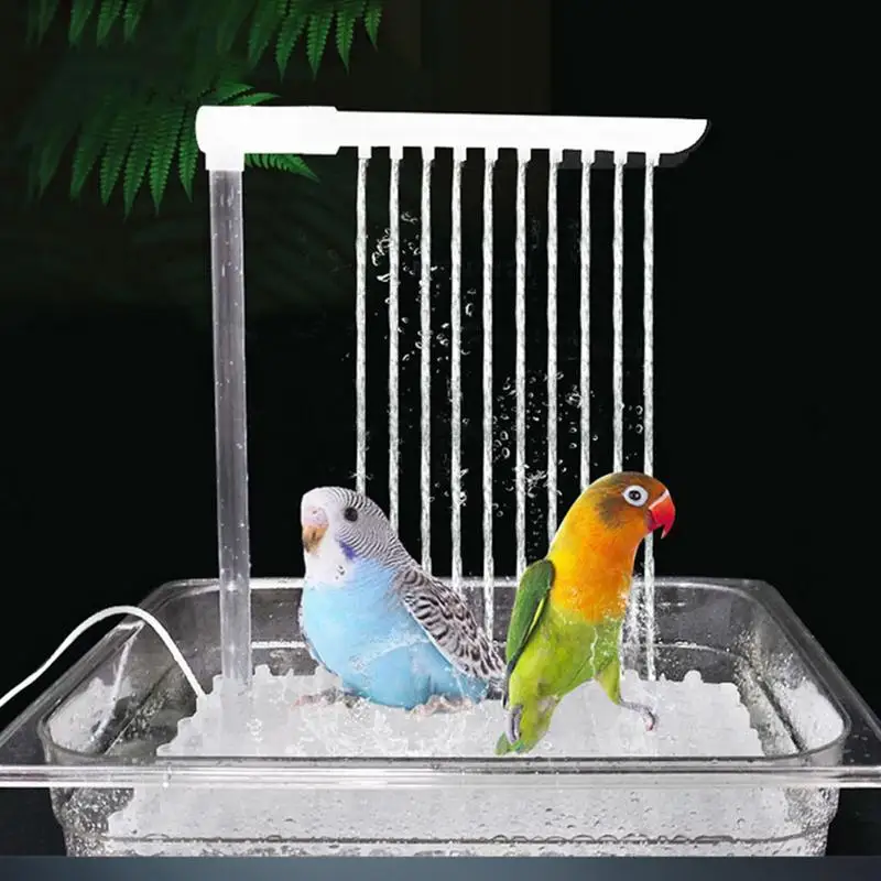 Papageienbadewanne, Vogel-Automatikbadewanne mit mehreren Wasserhähnen, automatische Duschbadewanne für kleine, mittelgroße Sittich-Reinigungsbadewanne Image