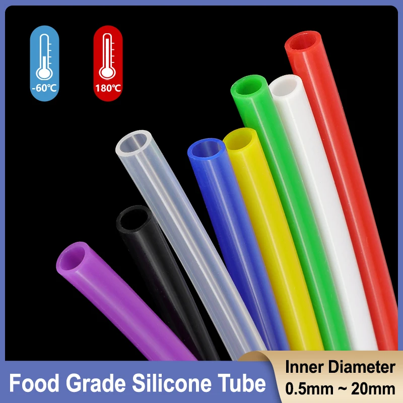 1M 0.5 1 2 3 4 5 6 8 9 10 12 14 16 18 20mm Dia Silicone Tube Flexible Rubber Hose Food Grade Soft Drink Pipe Water Connector