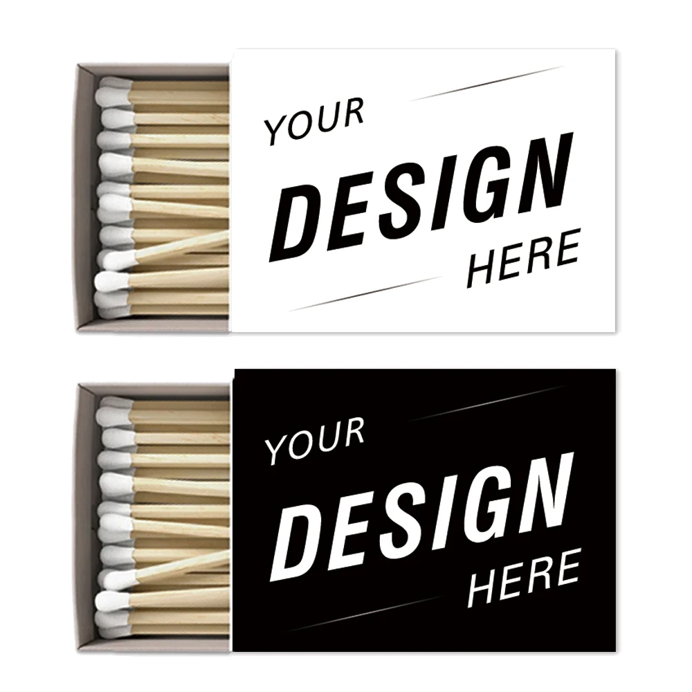 50 Stück individuelle schwarz-weiße Streichholzschachtelaufkleber, personalisierbar mit Ihrem Design, Papieretiketten, Aufkleber, Geburtstag, Hochzeit, Party-Dekorationen Image